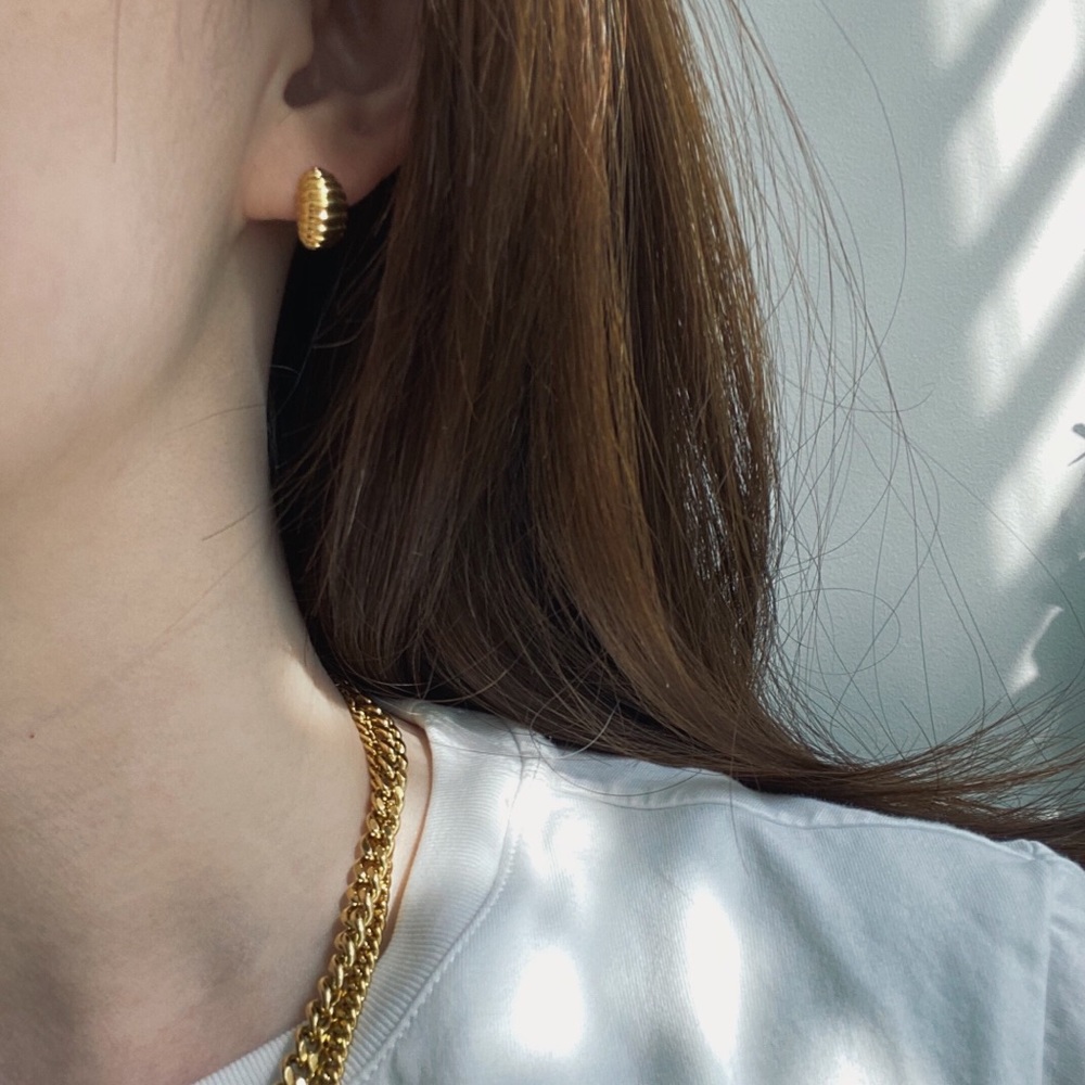 Gold Plated Brass Mini Croissant Hoop Earrings - Picture 8 of 10